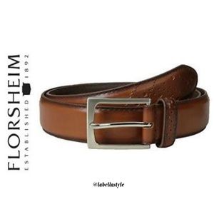 NWT Florsheim Mens Leather Belt 36 Saddle Tan